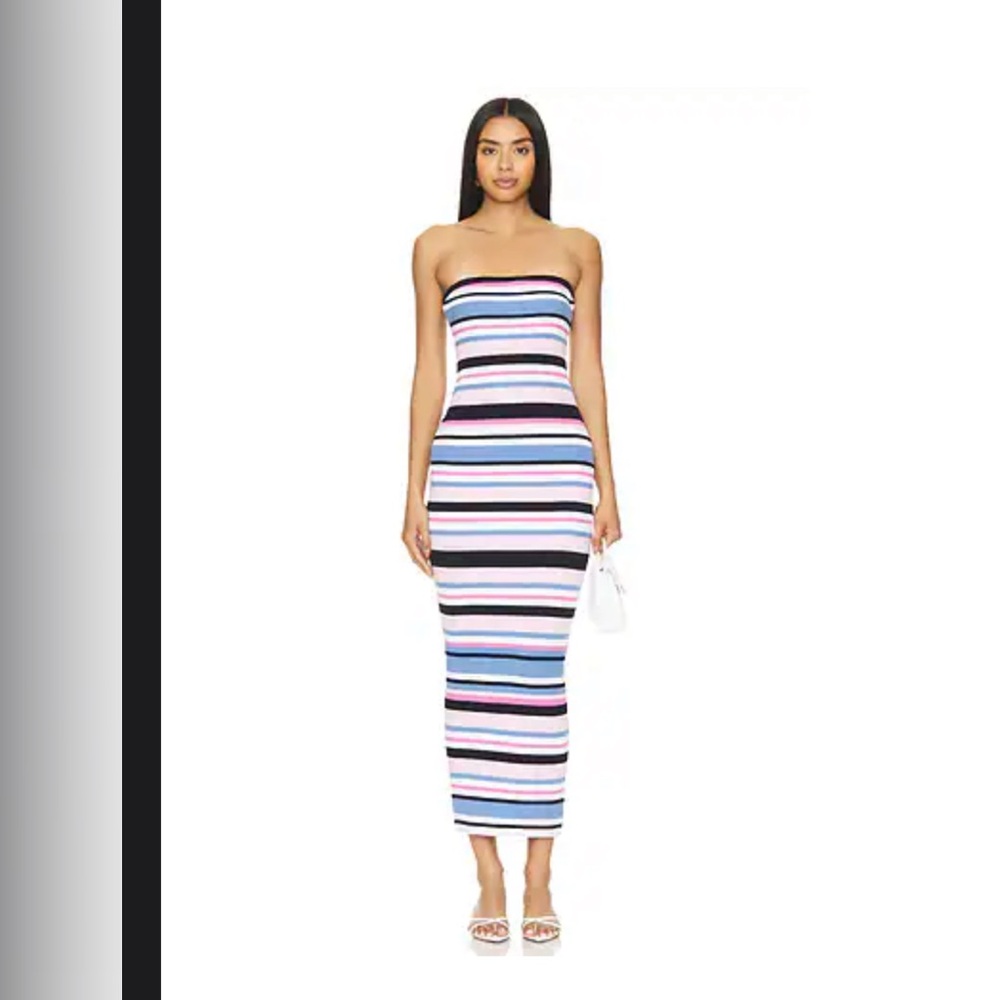 Lovers + Friends Strapless Multicolor Striped Dress